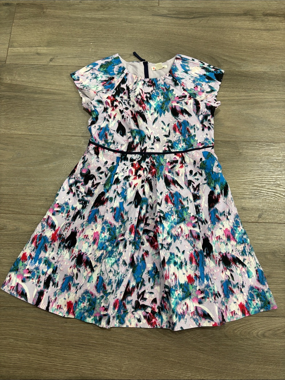 Crewcuts Multicolor Brushstroke Dress - Blue, Pink, Black